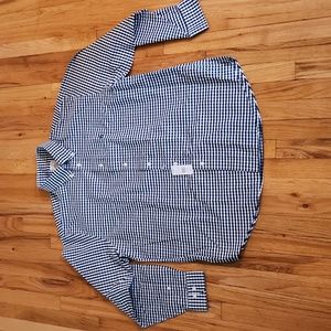 Brooks Brothers mens non-iron stretch, XL, traditional fit. Blue gingham.